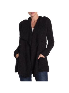 Bobeau Boucle Popcorn Draped Button Cardigan